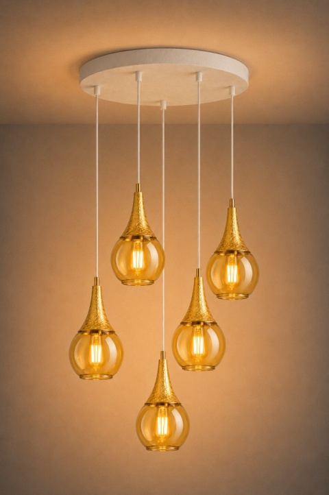 Pendant lamp 5xE27 LACRIMA WHITE