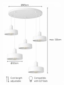 Lampa wisząca 5xE27 Velyo White