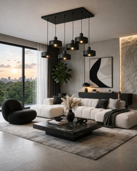 Lampa wisząca 6xE27 Velyo Black