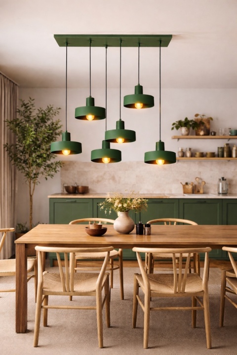 Lampa wisząca 6xE27 Velyo Khaki