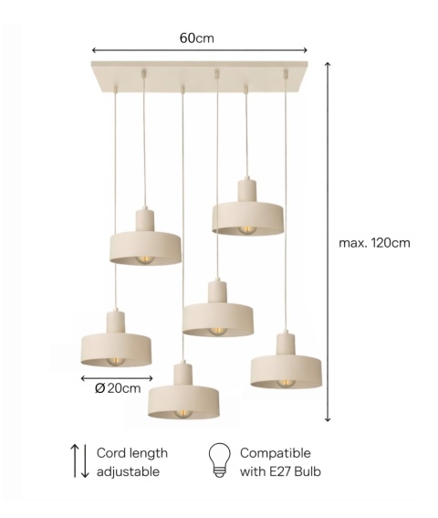 Lampa wisząca 6xE27 Velyo Latte