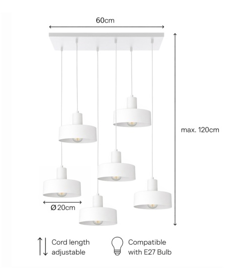 Lampa wisząca 6xE27 Velyo White
