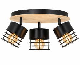 Spot 3xE27 CASA BLACK/WOOD