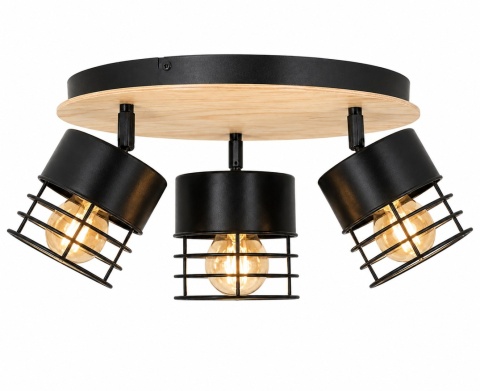 Spot 3xE27 CASA BLACK/WOOD