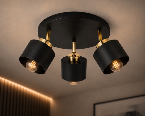 Spot 3xE27 SIMPLY BLACK/GOLD