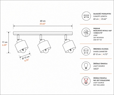 Spot 3xE27 Simply Latte/Gold
