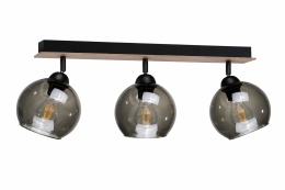 Ceiling Lamp 3xE27 YUNO WOOD BLACK/NATURAL