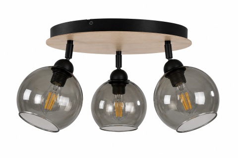 Spot 3xE27 YUNO WOOD BLACK/NATURAL