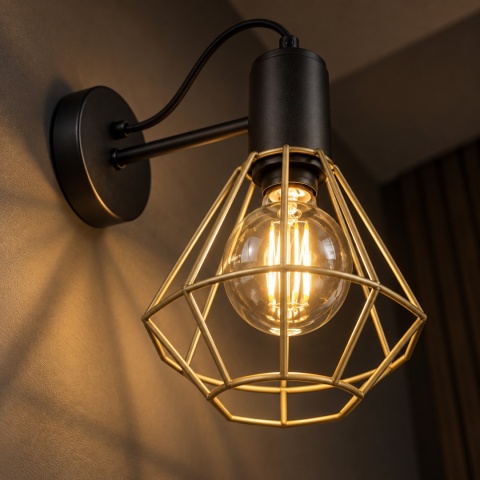 Kinkiet 1xE27 LARS BLACK/GOLD