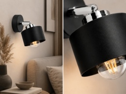 Wall Lamp 1xE27 SIMPLY BLACK/SILVER