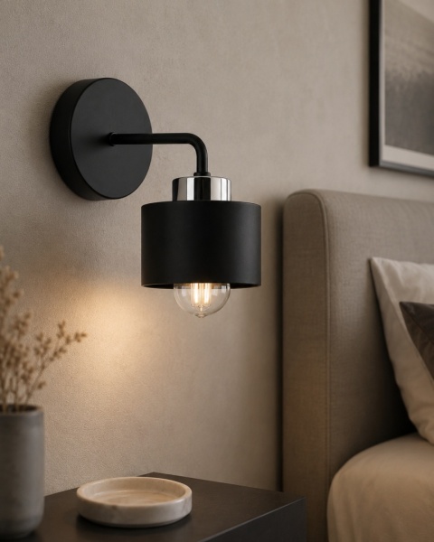 Wall Lamp 1xE27 SIMPLY BLACK/SILVER