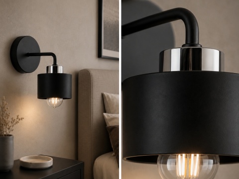 Wall Lamp 1xE27 SIMPLY BLACK/SILVER