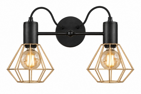 Kinkiet 2xE27 LARS BLACK/GOLD