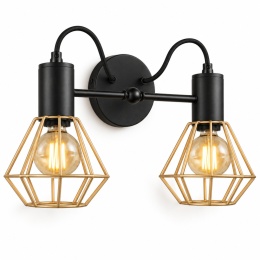 Kinkiet 2xE27 LARS BLACK/GOLD