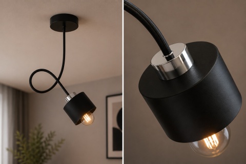 Lampa sufitowa 1xE27 SIMPLY BLACK/SILVER