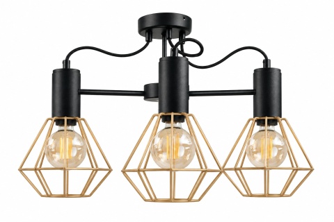 Lampa sufitowa 3xE27 LARS BLACK/GOLD