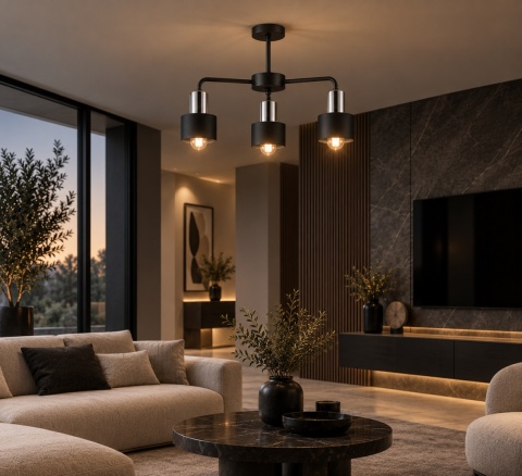 Ceiling Lamp 3xE27 LUCE BLACK SILVER