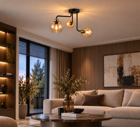 Lampa sufitowa 3xE27 MONDE GOLD