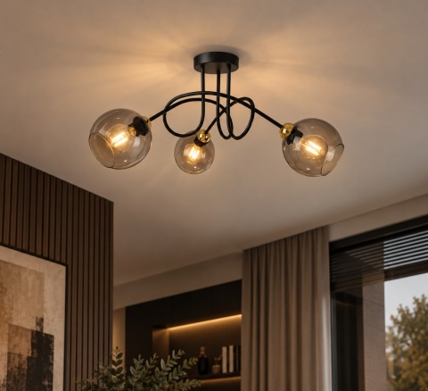 Lampa sufitowa 3xE27 RING BLACK/GOLD