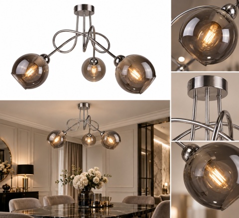 Lampa sufitowa 3xE27 RING SILVER