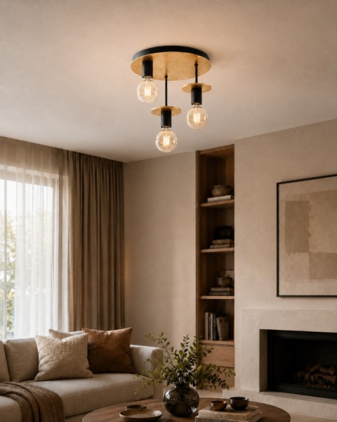 Lampa sufitowa 3xE27 SATURN GOLD
