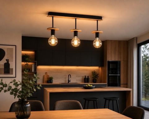 Lampa sufitowa 3xE27 SATURN NATURAL/BLACK