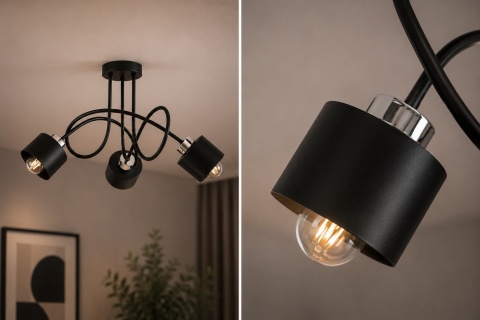 Ceiling Lamp 3xE27 SIMPLY BLACK/SILVER