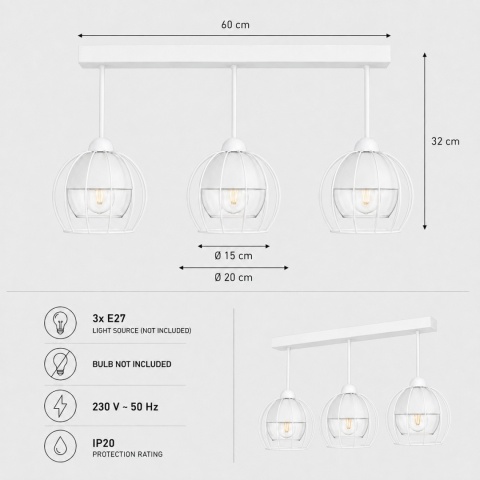 Ceiling Lamp 3xE27 SOLO WHITE