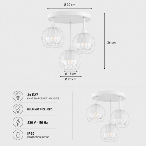 Ceiling Lamp 3xE27 SOLO WHITE