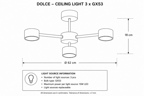 Ceiling Flush Lamp 3xGX53 Dolce Khaki