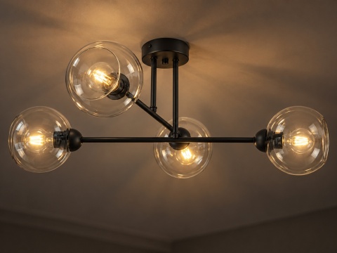Lampa sufitowa 4xE27 VASCO BLACK/CLEAR