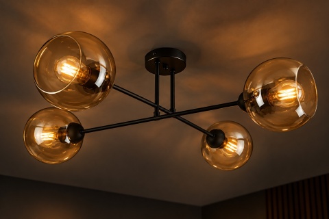 Ceiling Lamp 4xE27 VASCO BLACK/HONEY