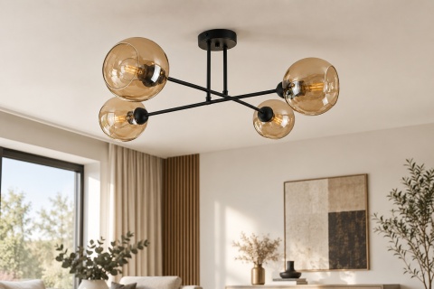 Ceiling Lamp 4xE27 VASCO BLACK/HONEY