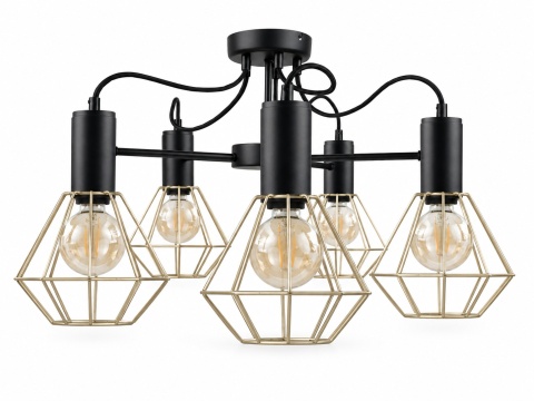 Lampa sufitowa 5xE27 LARS BLACK/GOLD