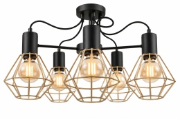 Lampa sufitowa 5xE27 LARS BLACK/GOLD