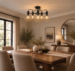 Lampa sufitowa 5xE27 LARS BLACK/GOLD