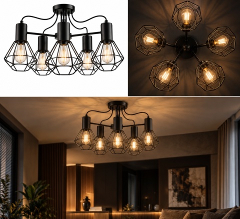 Lampa sufitowa 5xE27 LARS BLACK