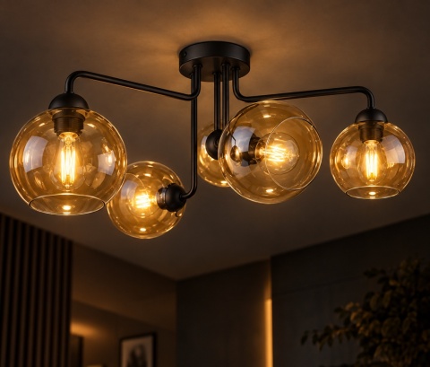 Lampa sufitowa 5xE27 MONDE BLACK