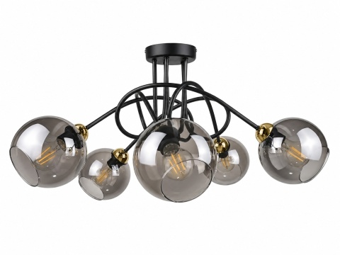 Lampa sufitowa 5xE27 RING BLACK/GOLD