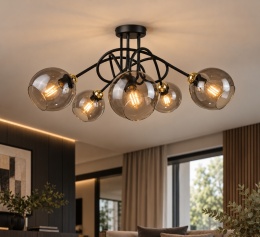 Lampa sufitowa 5xE27 RING BLACK/GOLD