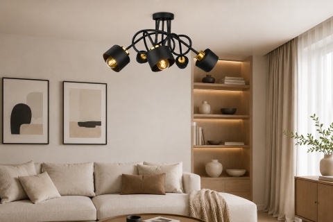 Lampa sufitowa 5xE27 SIMPLY BLACK/GOLD