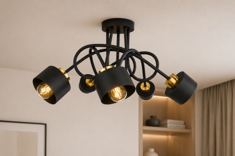 Lampa sufitowa 5xE27 SIMPLY BLACK/GOLD