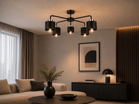 Lampa sufitowa 5xE27 SIMPLY BLACK/SILVER