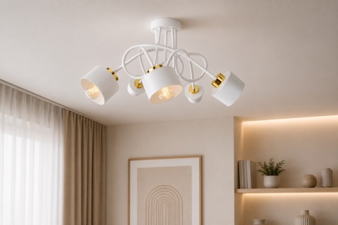 Lampa sufitowa 5xE27 SIMPLY WHITE/GOLD