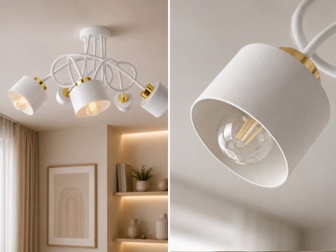 Lampa sufitowa 5xE27 SIMPLY WHITE/GOLD