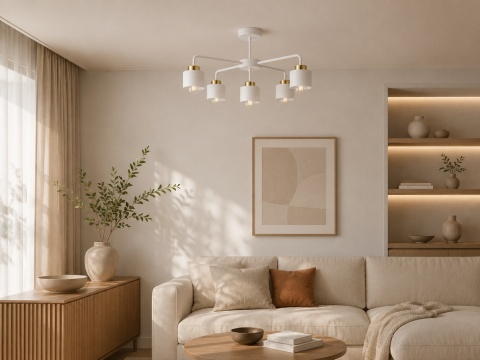 Lampa sufitowa 5xE27 SIMPLY WHITE/GOLD