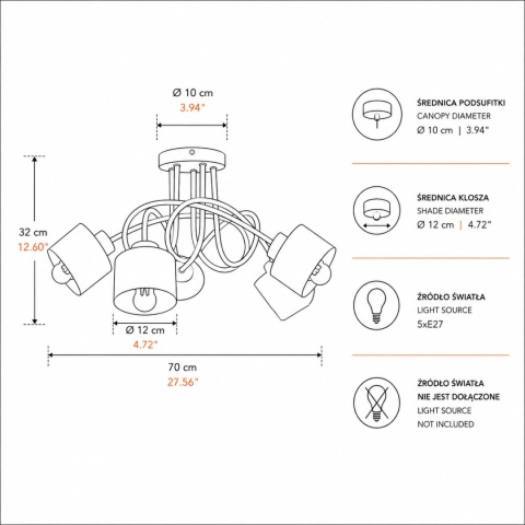 Ceiling Lamp 5xE27 SIMPLY WHITE