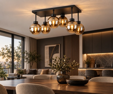 Lampa sufitowa 6xE27 Dea Black/Honey