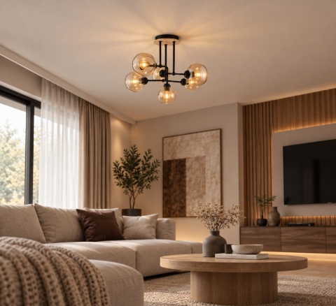 Lampa sufitowa 6xE27 MONDE WOOD