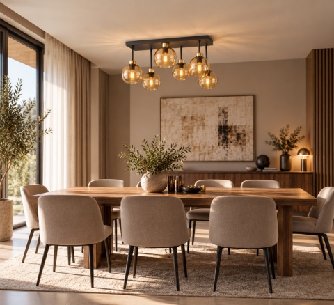 Lampa sufitowa 6xE27 Nessa Gold/Honey